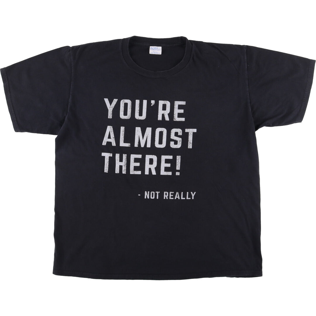 PORT and COMPANY Printed Message Print T-shirt Men's M size unclear black type Vintage Second Hand