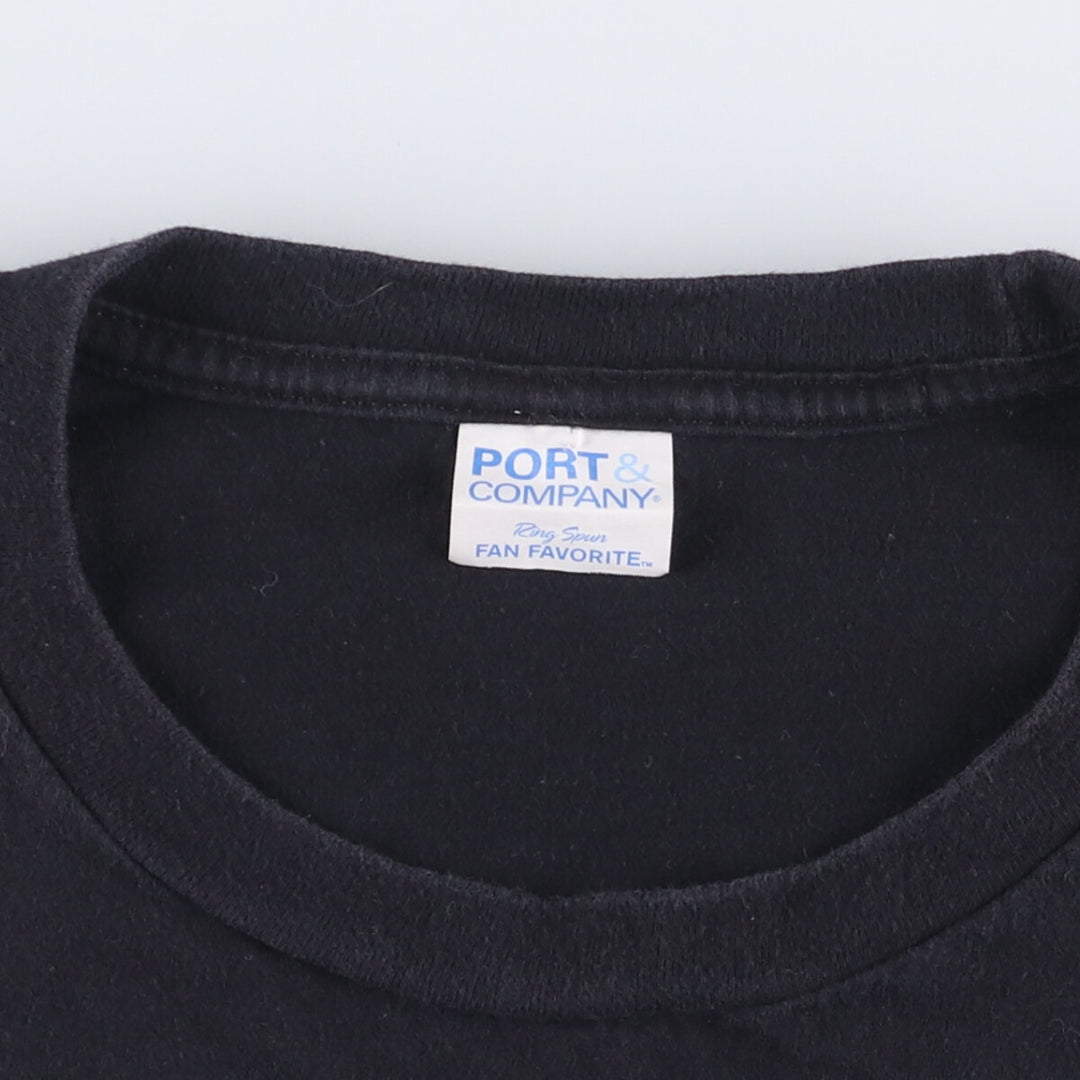 PORT and COMPANY Printed Message Print T-shirt Men's M size unclear black type Vintage Second Hand