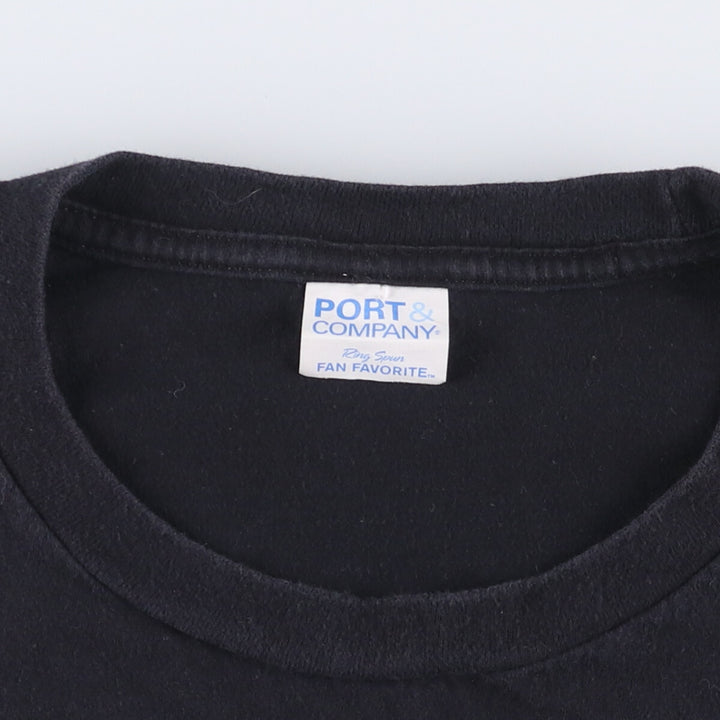 PORT and COMPANY Printed Message Print T-shirt Men's M size unclear black type Vintage Second Hand