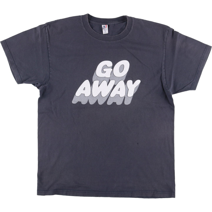 OPTIMA Printed T-shirt, Men's size L cotton navy blue type Vintage Second Hand
