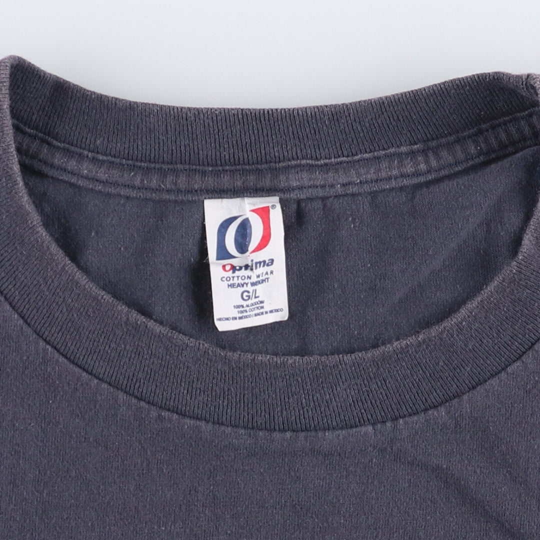 OPTIMA Printed T-shirt, Men's size L cotton navy blue type Vintage Second Hand