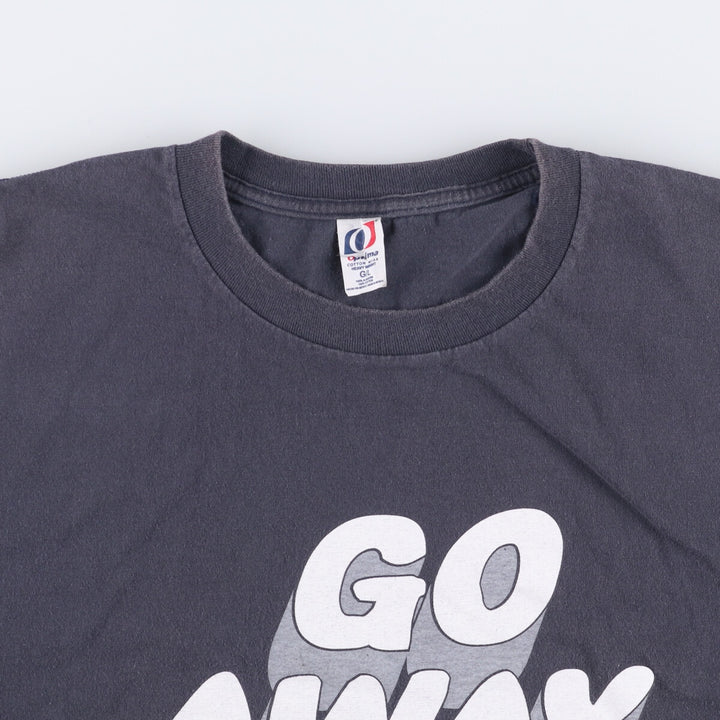 OPTIMA Printed T-shirt, Men's size L cotton navy blue type Vintage Second Hand