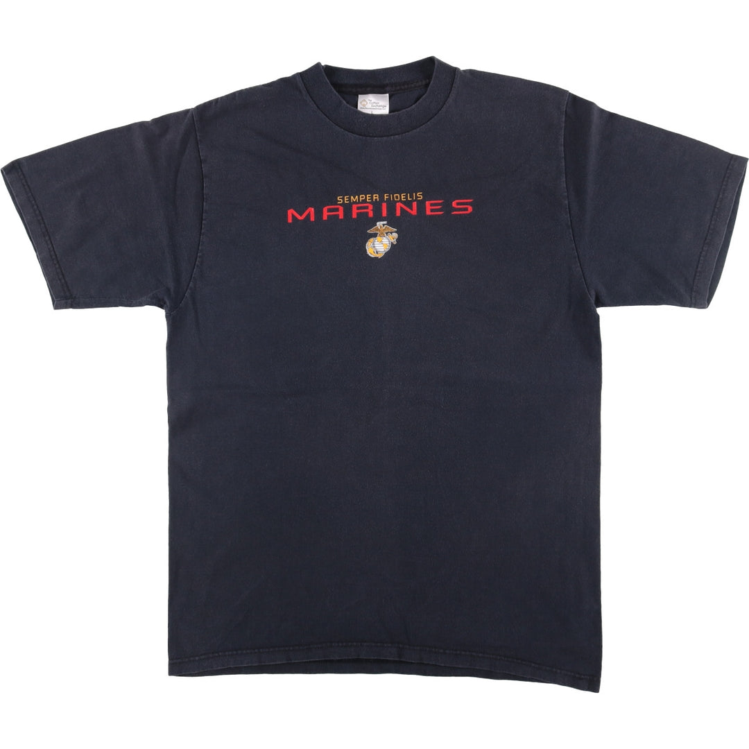 THE COTTON EXCHANGE USMC Military Print T-Shirt Made in USA Men's Size L cotton black type Vintage Second Hand