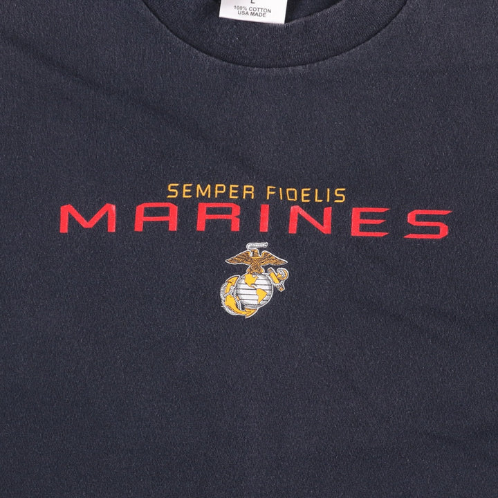 THE COTTON EXCHANGE USMC Military Print T-Shirt Made in USA Men's Size L cotton black type Vintage Second Hand