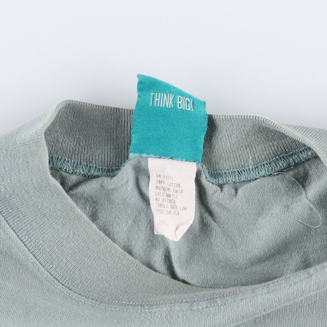 00'S BIG DOGS embroidered T-shirt made in USA, men's size L cotton Khaki type sage green Vintage Second Hand
