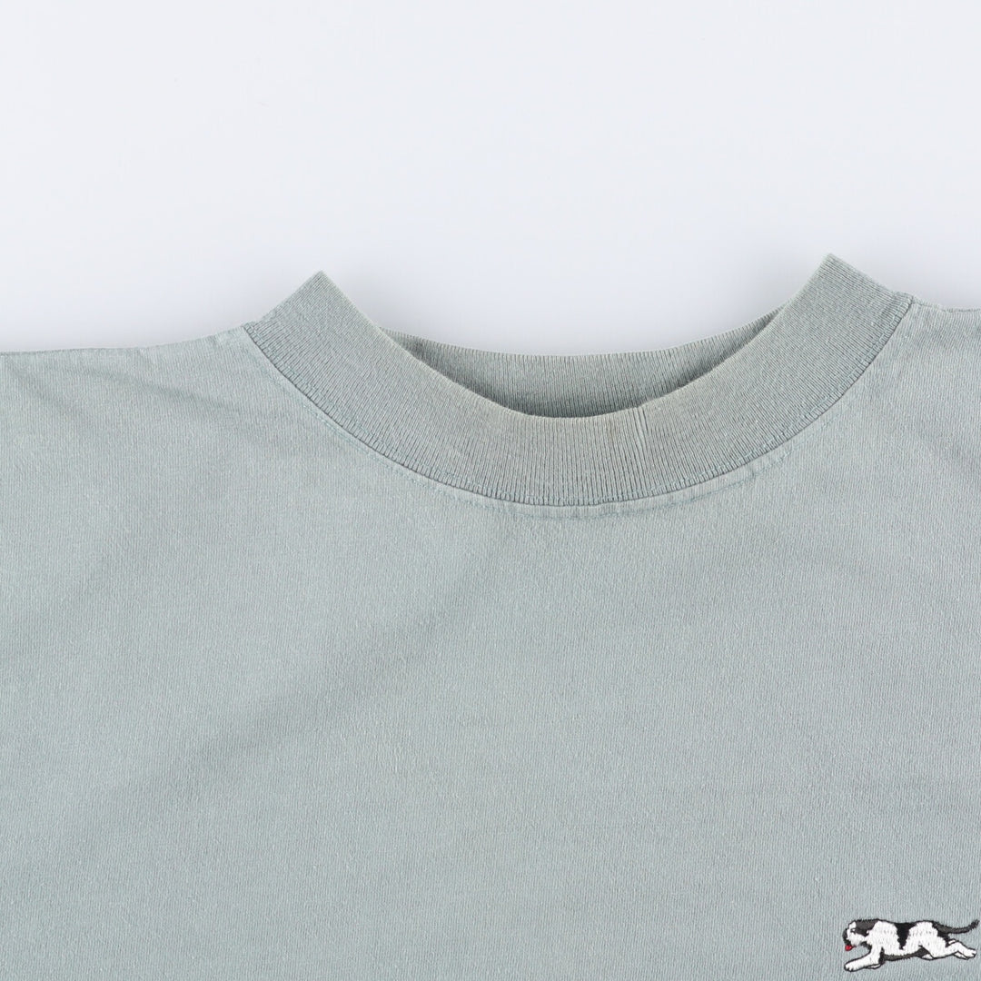 00'S BIG DOGS embroidered T-shirt made in USA, men's size L cotton Khaki type sage green Vintage Second Hand
