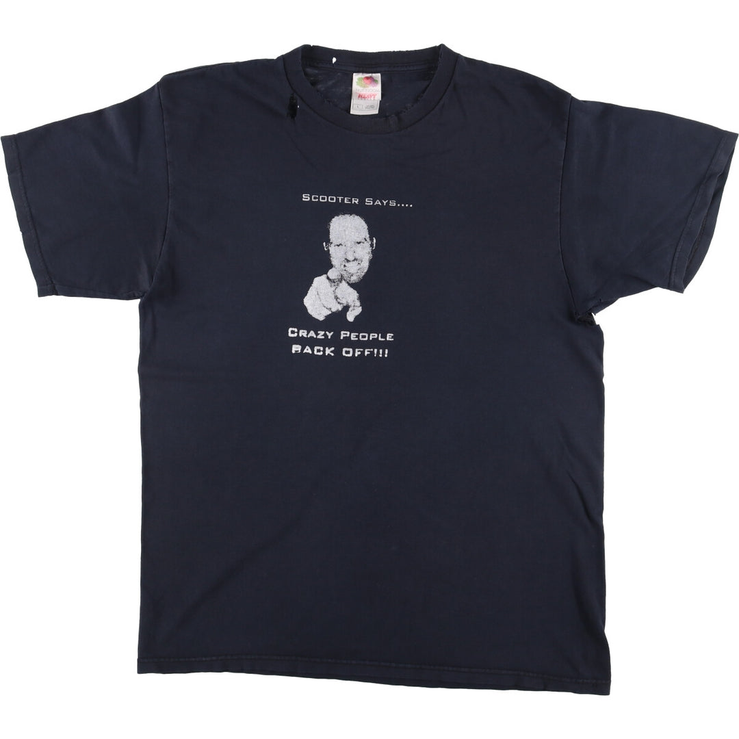 Fruit of the Loom Message Print T-shirt, Men's Size L cotton black type Vintage Second Hand
