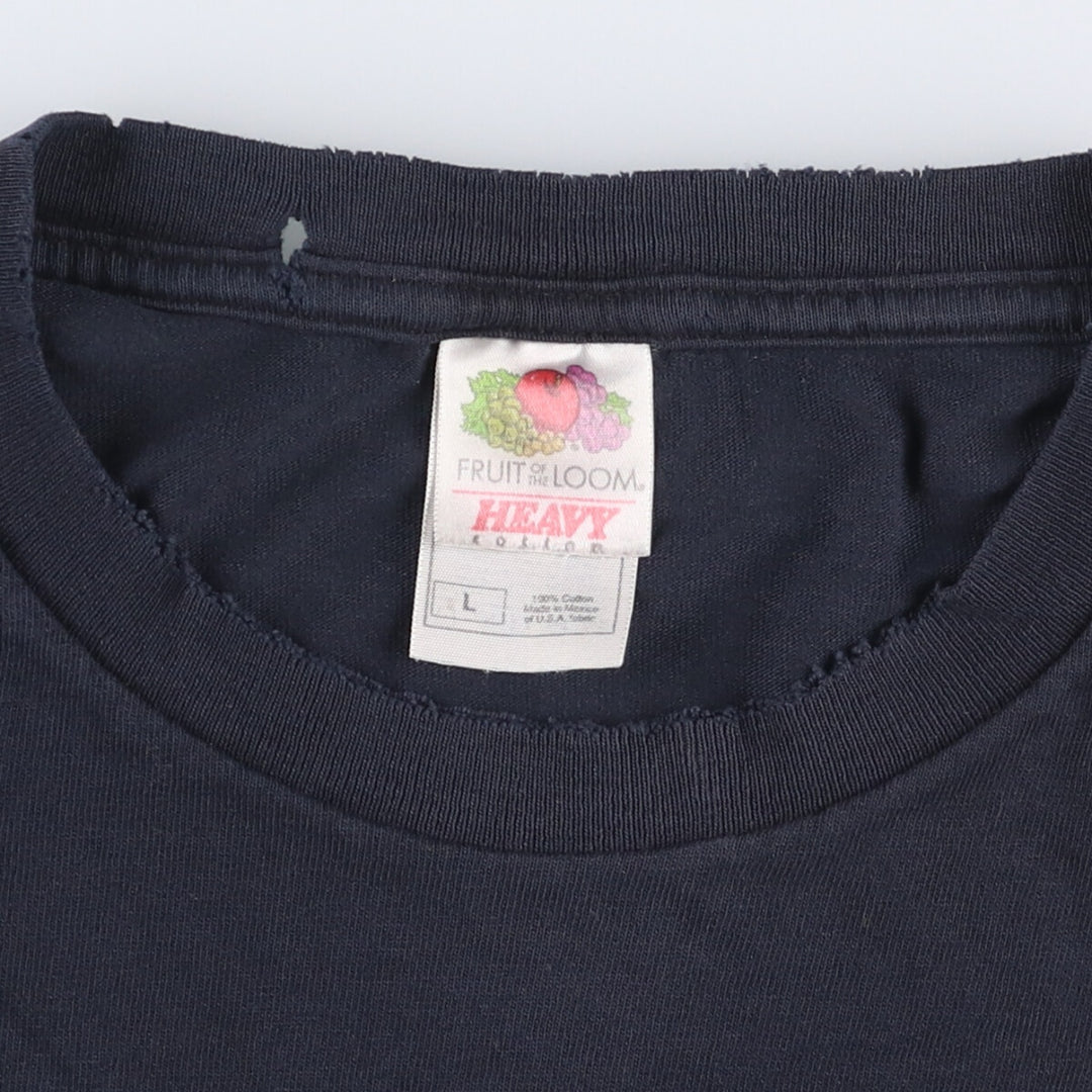 Fruit of the Loom Message Print T-shirt, Men's Size L cotton black type Vintage Second Hand