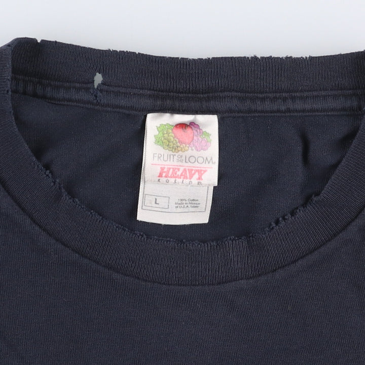 Fruit of the Loom Message Print T-shirt, Men's Size L cotton black type Vintage Second Hand