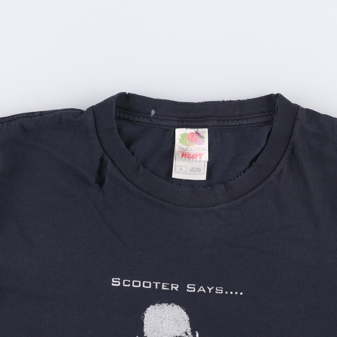 Fruit of the Loom Message Print T-shirt, Men's Size L cotton black type Vintage Second Hand
