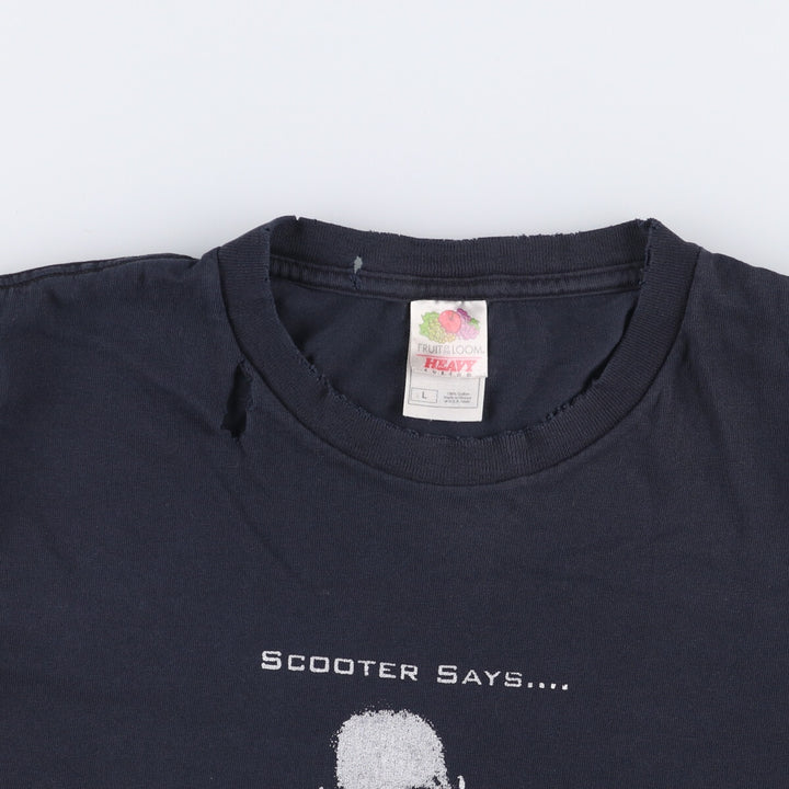 Fruit of the Loom Message Print T-shirt, Men's Size L cotton black type Vintage Second Hand