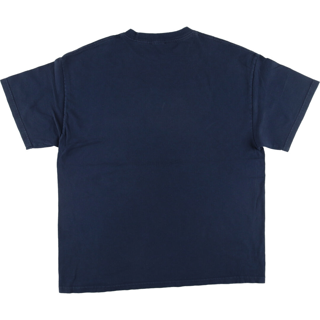 Printed T-shirt, men's size L unclear navy blue type Vintage Second Hand