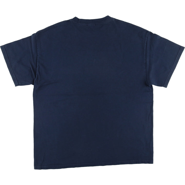 Printed T-shirt, men's size L unclear navy blue type Vintage Second Hand