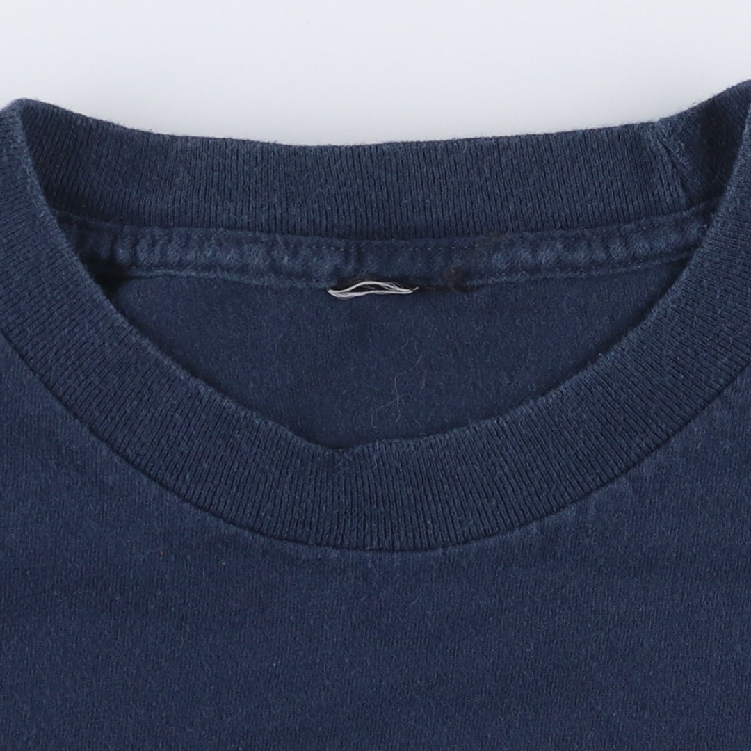 Printed T-shirt, men's size L unclear navy blue type Vintage Second Hand
