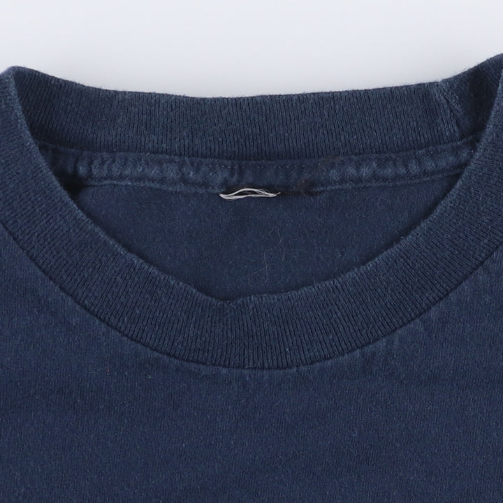 Printed T-shirt, men's size L unclear navy blue type Vintage Second Hand