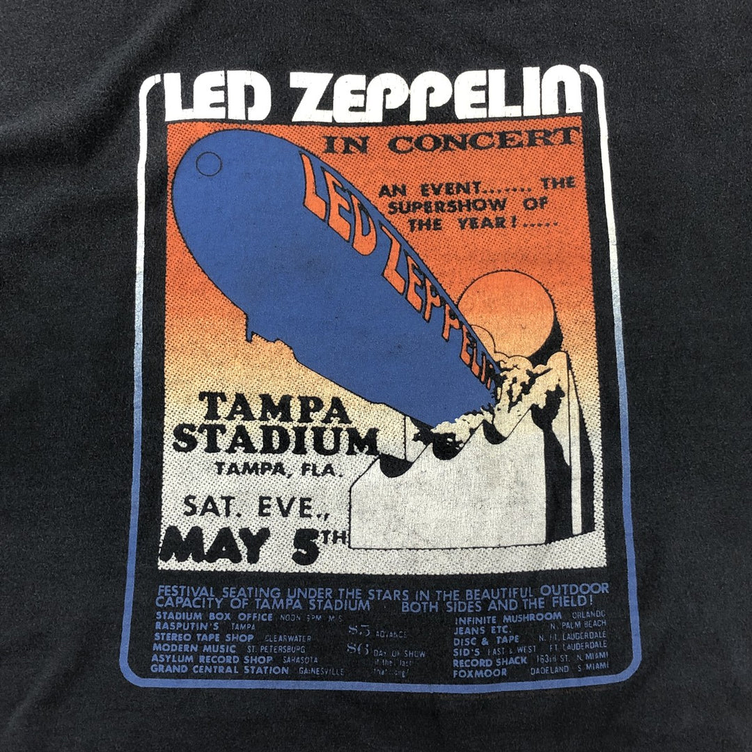 LED ZEPPELIN Led Zeppelin Band T-shirt Band T Men's L size unclear black type Vintage Second Hand