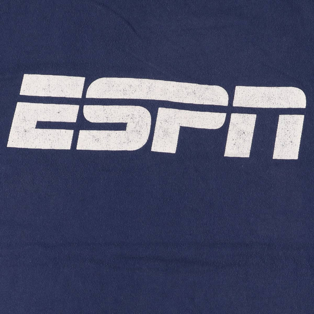 Hanes ESPN Advertising T-Shirt, Men's XL cotton navy blue type Vintage Second Hand
