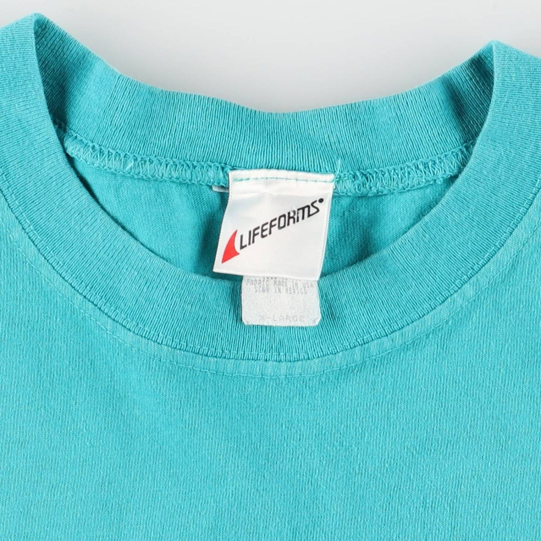 Vintage 90'S LIFEFORMS Advertising T-Shirt, Made in USA, Men's XL cotton turquoise blue Vintage Second Hand