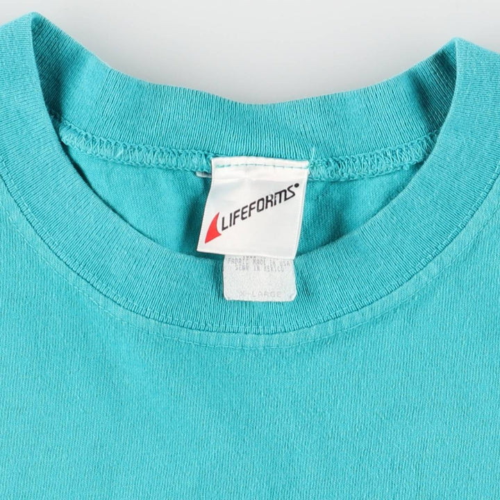 Vintage 90'S LIFEFORMS Advertising T-Shirt, Made in USA, Men's XL cotton turquoise blue Vintage Second Hand