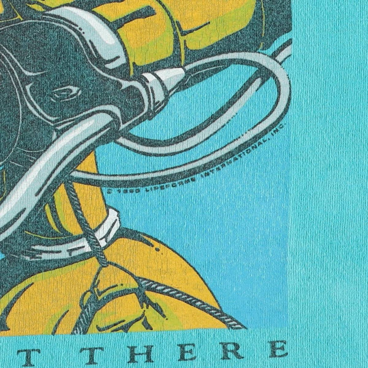 Vintage 90'S LIFEFORMS Advertising T-Shirt, Made in USA, Men's XL cotton turquoise blue Vintage Second Hand