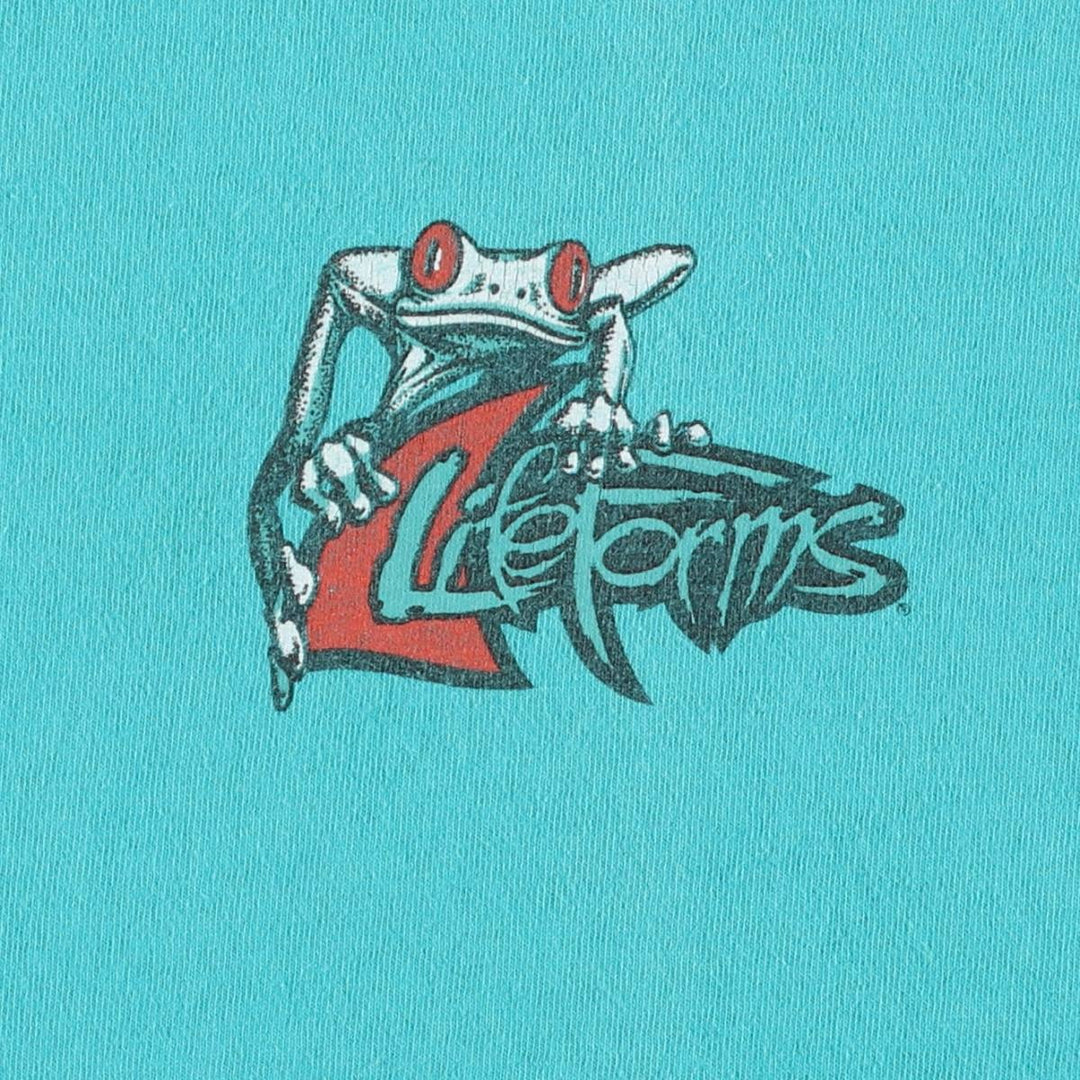 Vintage 90'S LIFEFORMS Advertising T-Shirt, Made in USA, Men's XL cotton turquoise blue Vintage Second Hand