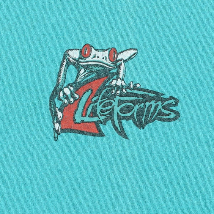 Vintage 90'S LIFEFORMS Advertising T-Shirt, Made in USA, Men's XL cotton turquoise blue Vintage Second Hand