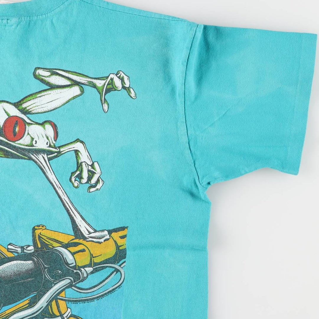 Vintage 90'S LIFEFORMS Advertising T-Shirt, Made in USA, Men's XL cotton turquoise blue Vintage Second Hand