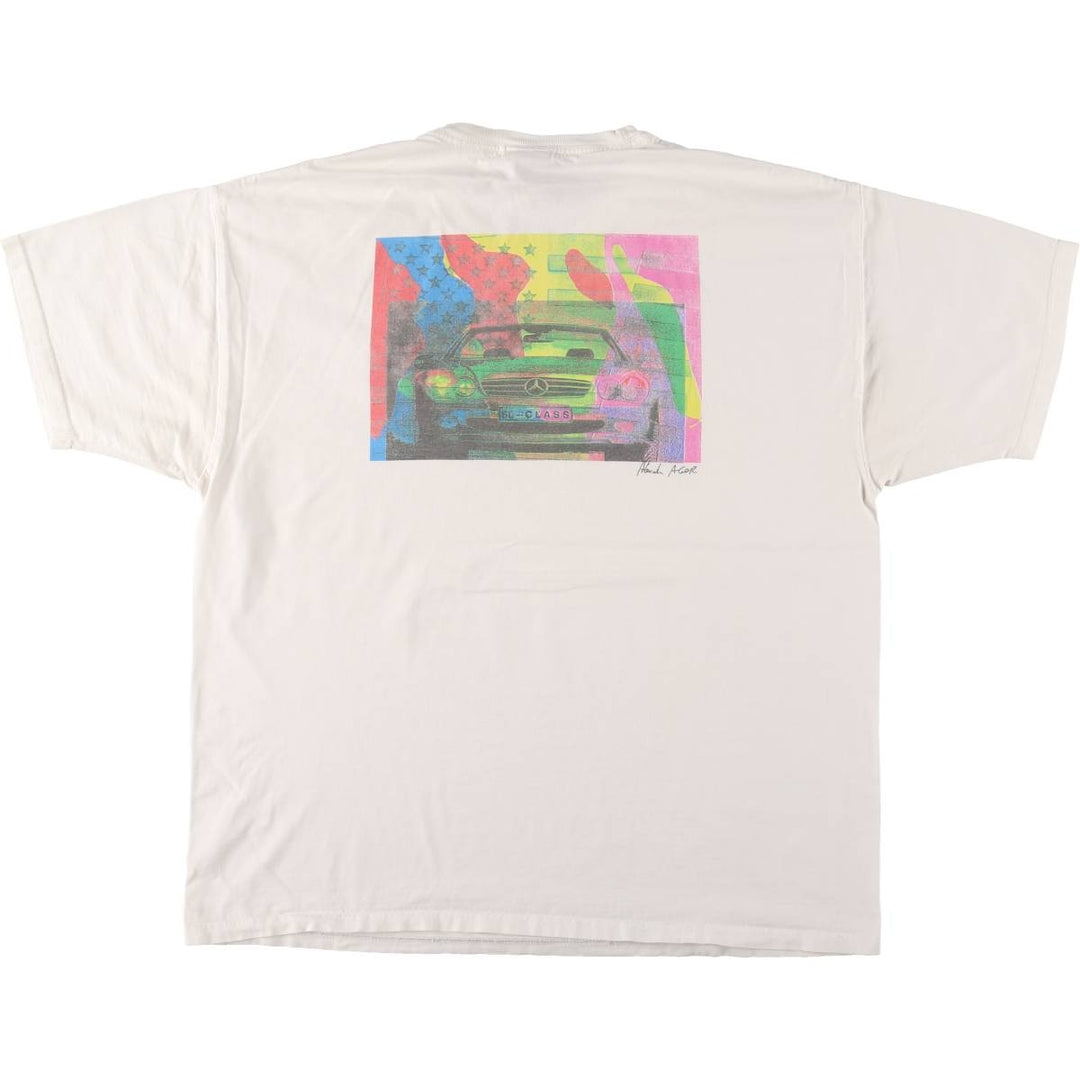 Vintage 90'S Mercedes-Benz advertising T-shirt with back print, size XL, men's cotton white type Vintage Second Hand