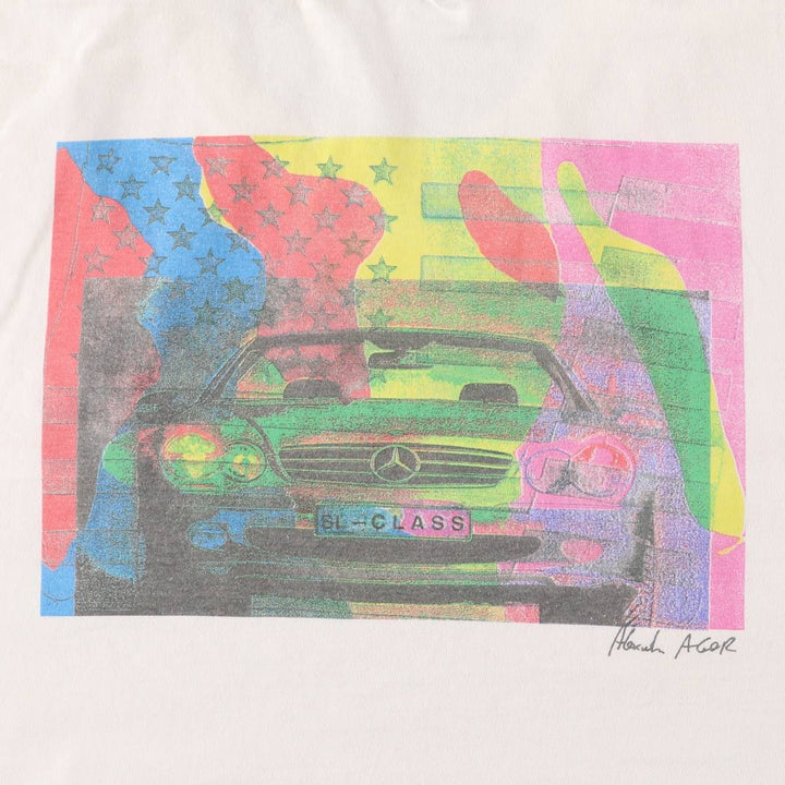 Vintage 90'S Mercedes-Benz advertising T-shirt with back print, size XL, men's cotton white type Vintage Second Hand