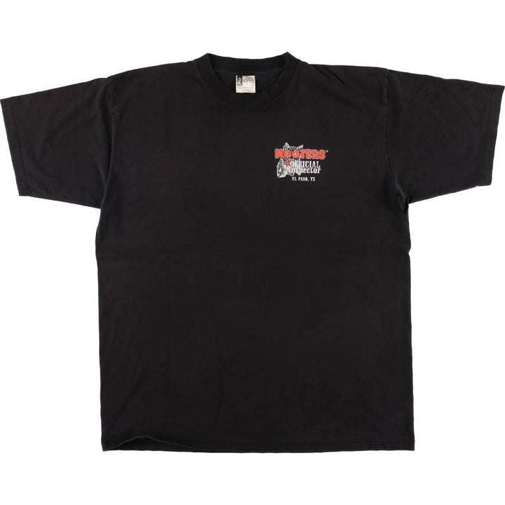King HOOTERS Advertising T-Shirt, Made in Canada, Men's XXL cotton black type Vintage Second Hand