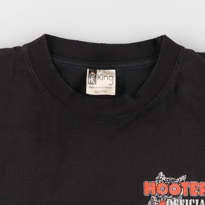 King HOOTERS Advertising T-Shirt, Made in Canada, Men's XXL cotton black type Vintage Second Hand
