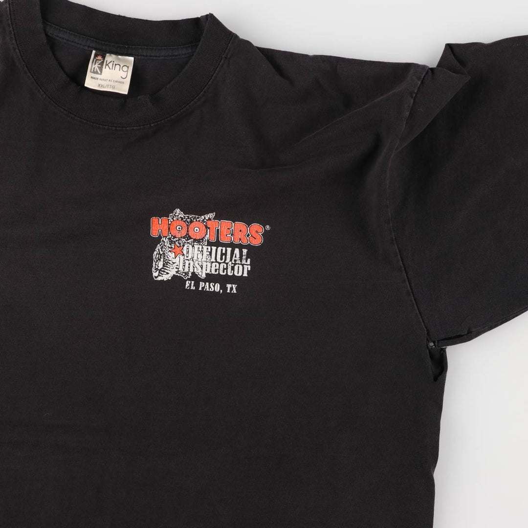 King HOOTERS Advertising T-Shirt, Made in Canada, Men's XXL cotton black type Vintage Second Hand