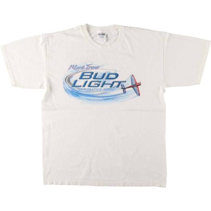 2000'S Gildan Bud Light Advertising T-Shirt, Men's Size L cotton white type Vintage Second Hand