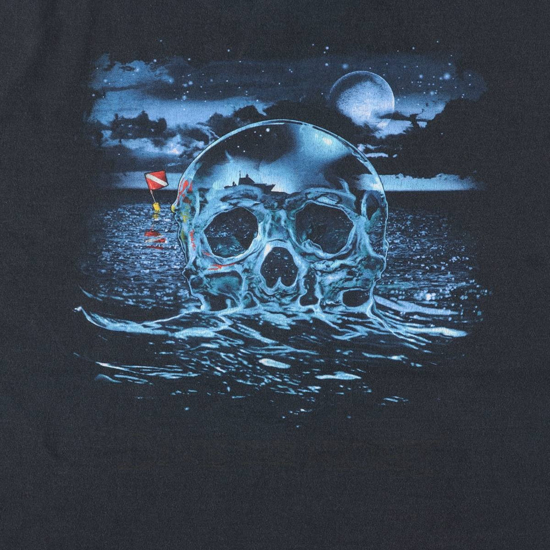 2000'S Anvil AMPHIBIOUS OUTFITTERS Skull Pattern Advertising T-Shirt, Men's Size XL cotton black type Vintage Second Hand