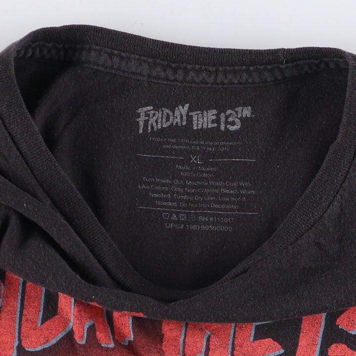 FRYDAY THE 13 Friday the 13th Movie T-shirt Men's XL size cotton black type Vintage Second Hand