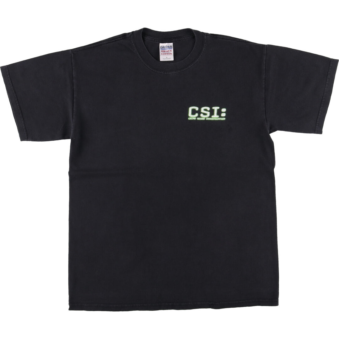 Gildan CSI Crime Scene Investigation Movie T-Shirt Men's M size cotton black type Vintage Second Hand