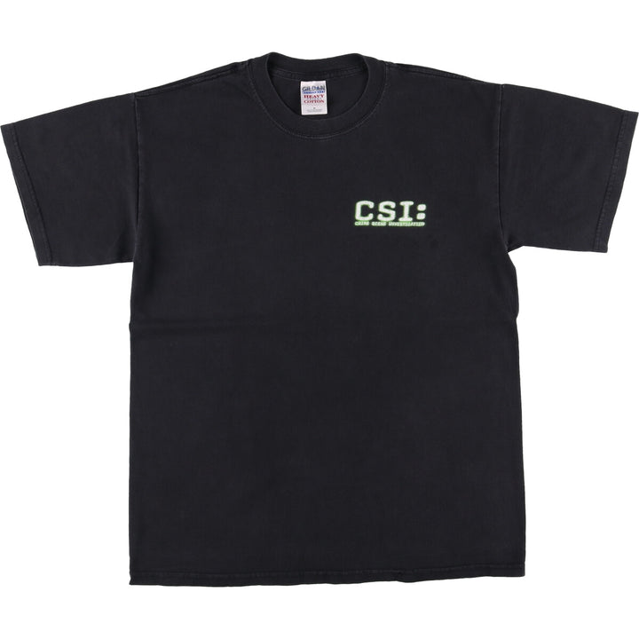 Gildan CSI Crime Scene Investigation Movie T-Shirt Men's M size cotton black type Vintage Second Hand