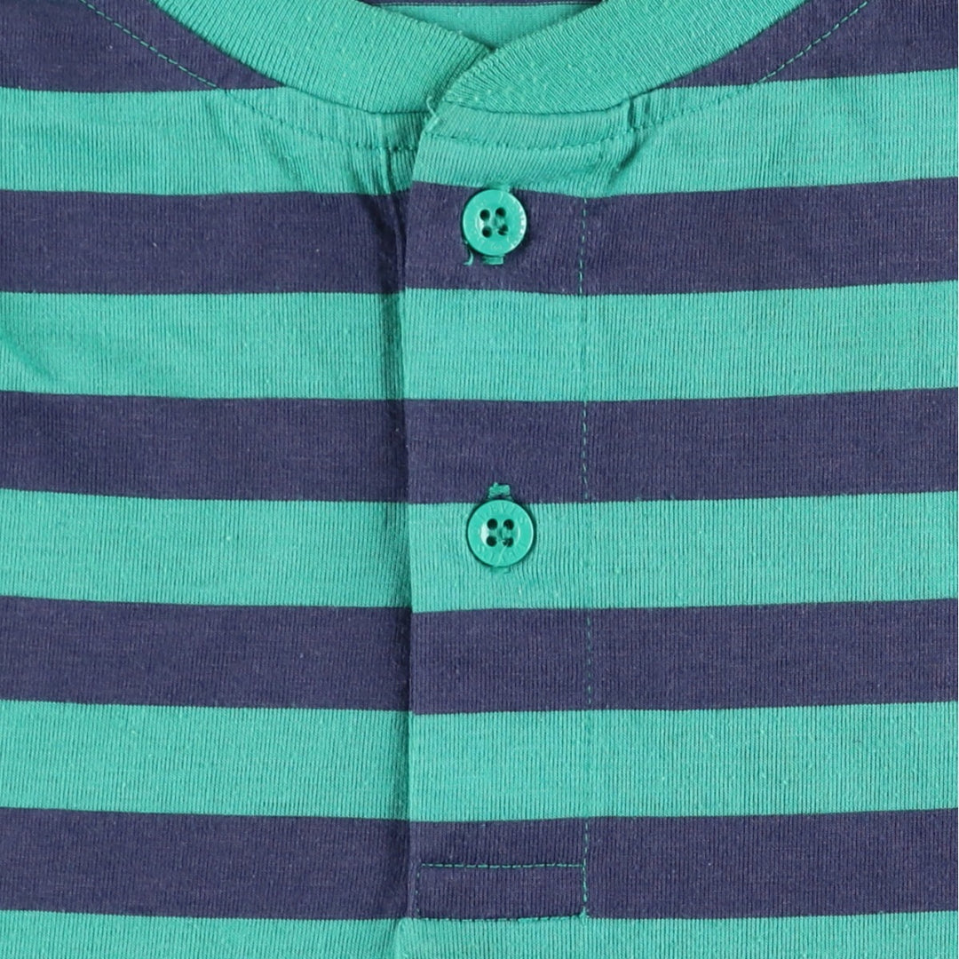 Levi's Henley neck short sleeve striped T-shirt, men's size L polyester green type Vintage Second Hand