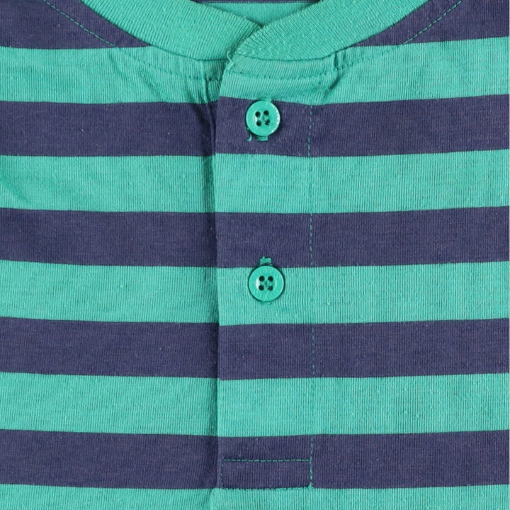 Levi's Henley neck short sleeve striped T-shirt, men's size L polyester green type Vintage Second Hand