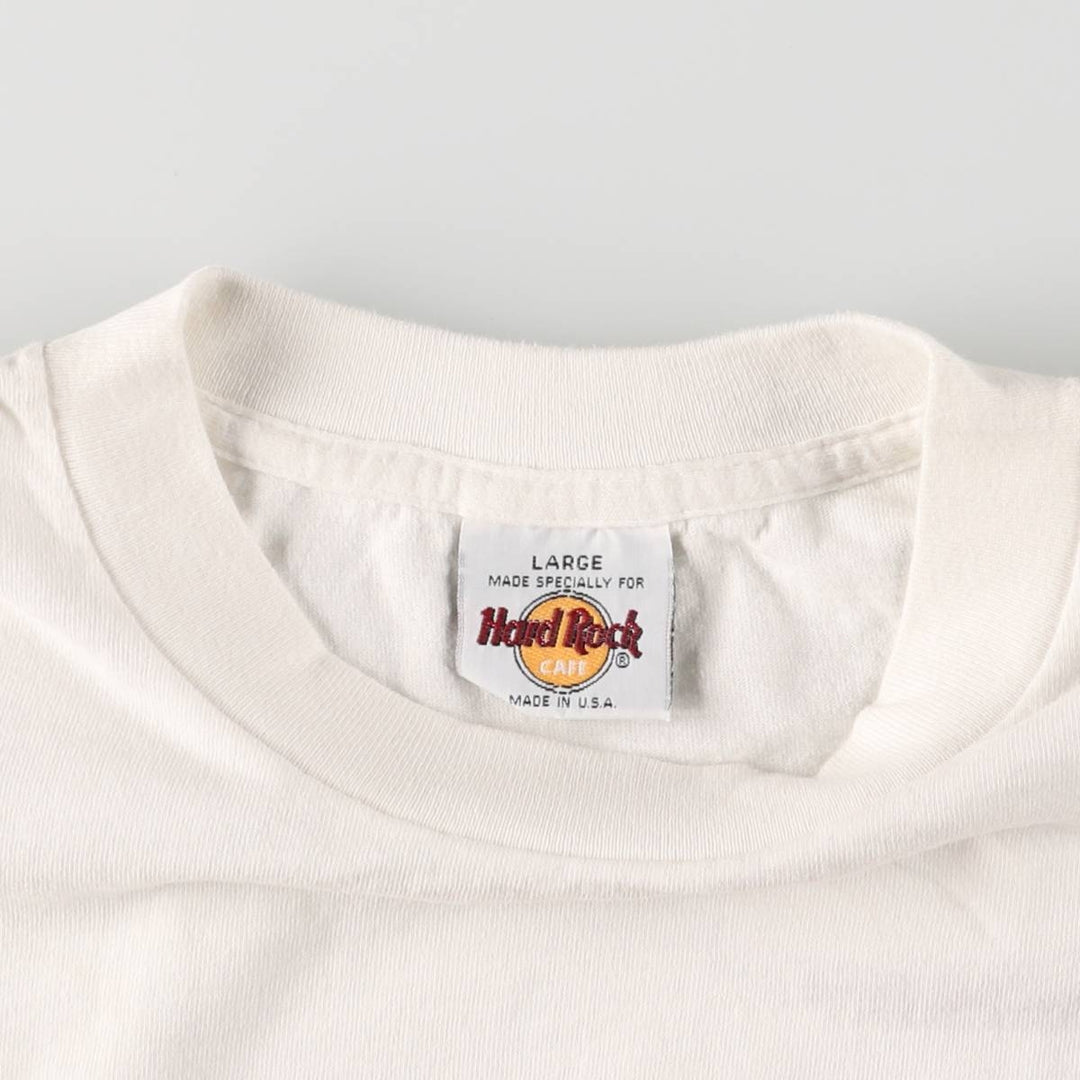 90'S HARD ROCK CAFE Hard Rock Cafe Advertising T-shirt Made in USA Men's L Vintage cotton white type Vintage Second Hand