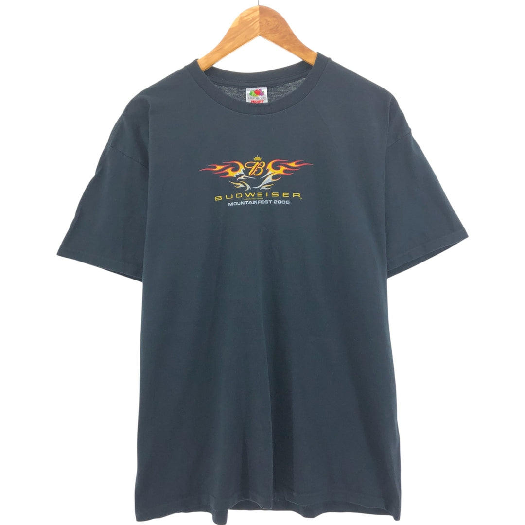 00'S Fruit of the Loom Budweiser Advertising T-shirt Men's XL cotton black type Vintage Second Hand