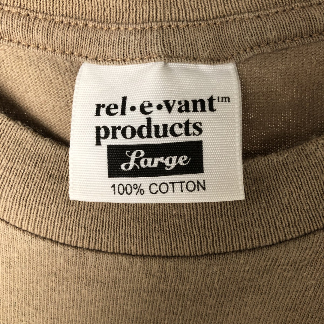 90'S - Relevant rel e vant Squirrel Pattern Animal T-Shirt, Made in USA, Men's Size L, Vintage cotton Khaki type Vintage Second Hand