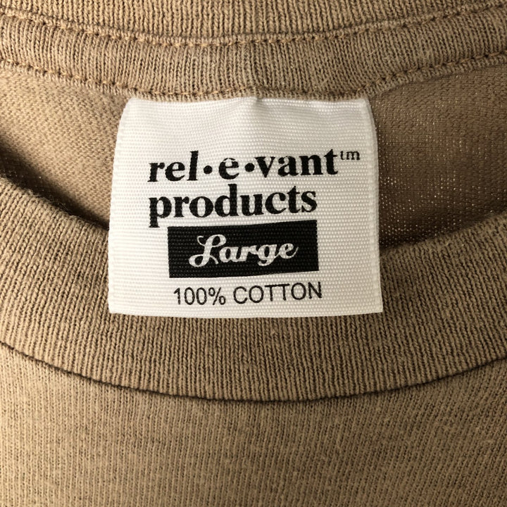 90'S - Relevant rel e vant Squirrel Pattern Animal T-Shirt, Made in USA, Men's Size L, Vintage cotton Khaki type Vintage Second Hand