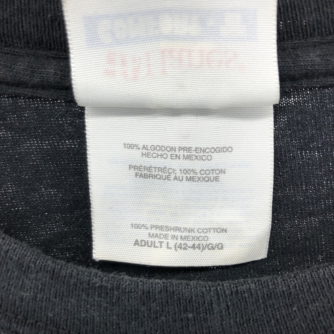 00'S Hanes COMFORT-T Fish Pattern Animal T-shirt Men's L size cotton black type Vintage Second Hand