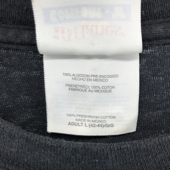 00'S Hanes COMFORT-T Fish Pattern Animal T-shirt Men's L size cotton black type Vintage Second Hand