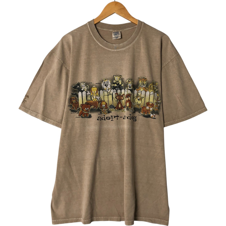 90'S Crazy Shirts Dog Print Animal T-Shirt, Men's XL, Vintage cotton Beige type Vintage Second Hand