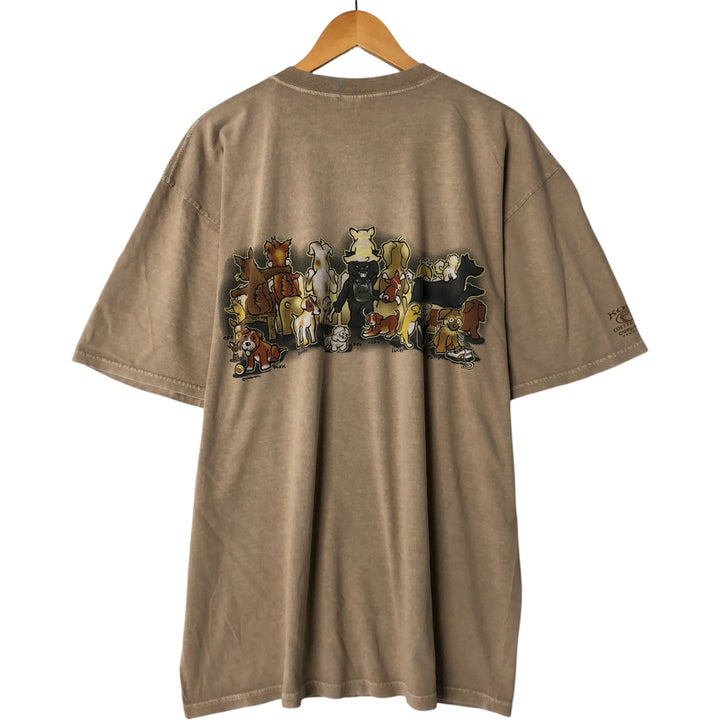 90'S Crazy Shirts Dog Print Animal T-Shirt, Men's XL, Vintage cotton Beige type Vintage Second Hand