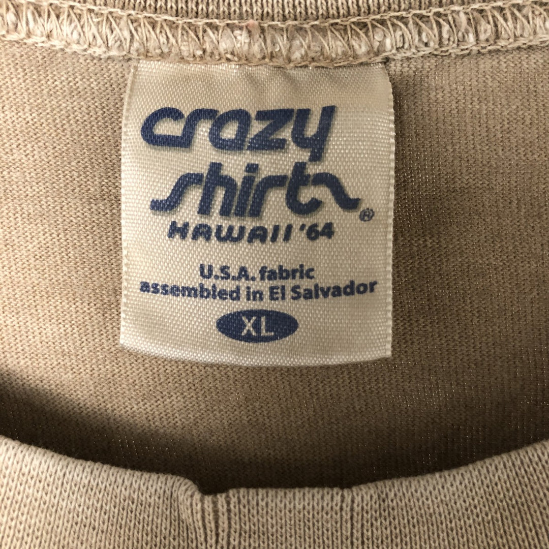 90'S Crazy Shirts Dog Print Animal T-Shirt, Men's XL, Vintage cotton Beige type Vintage Second Hand
