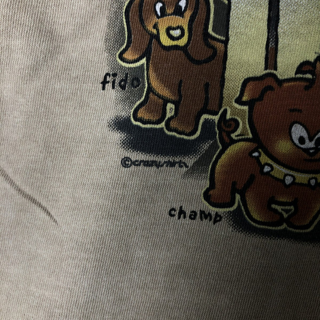90'S Crazy Shirts Dog Print Animal T-Shirt, Men's XL, Vintage cotton Beige type Vintage Second Hand