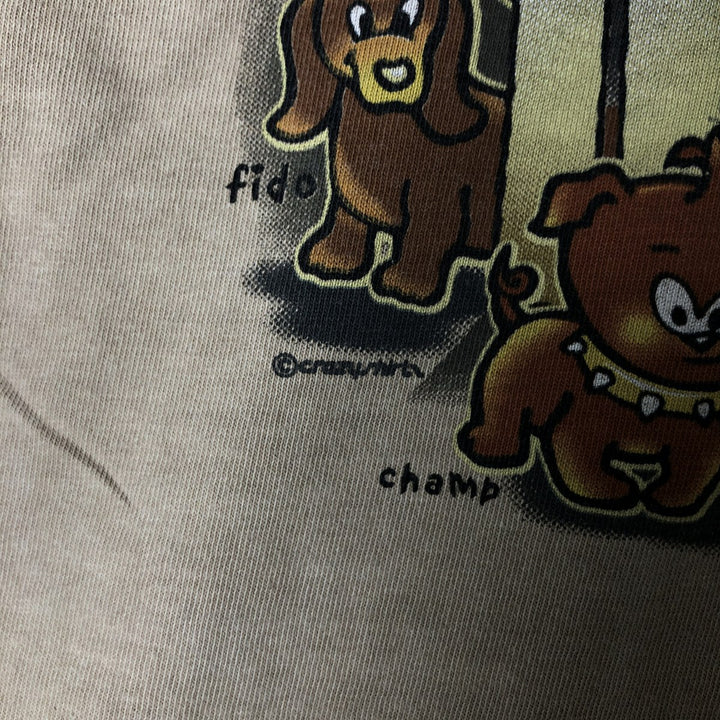 90'S Crazy Shirts Dog Print Animal T-Shirt, Men's XL, Vintage cotton Beige type Vintage Second Hand